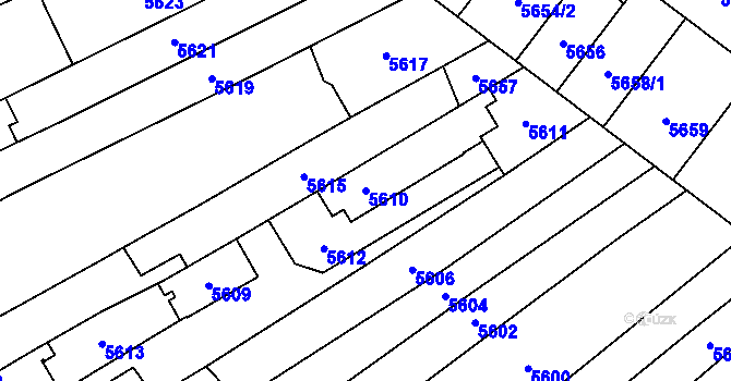 Parcela st. 5610 v KÚ Židenice, Katastrální mapa