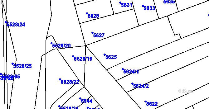 Parcela st. 5625 v KÚ Židenice, Katastrální mapa