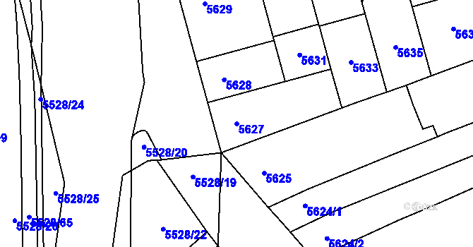 Parcela st. 5627 v KÚ Židenice, Katastrální mapa