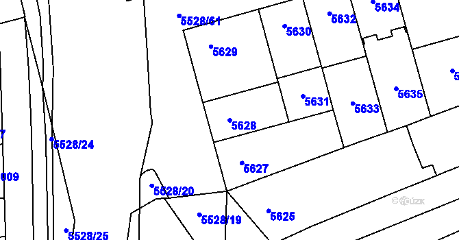Parcela st. 5628 v KÚ Židenice, Katastrální mapa