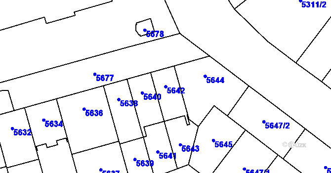 Parcela st. 5642 v KÚ Židenice, Katastrální mapa