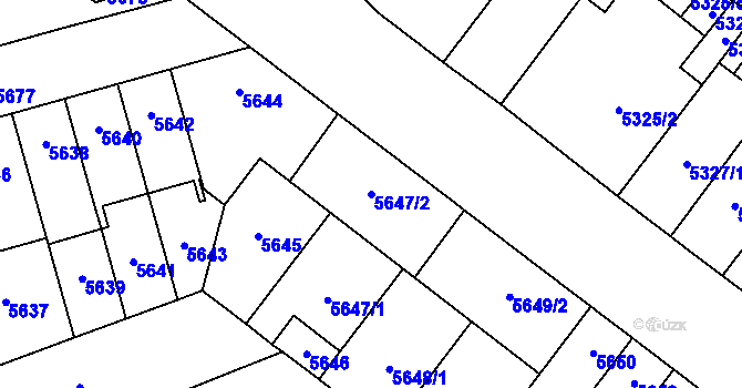 Parcela st. 5647/2 v KÚ Židenice, Katastrální mapa