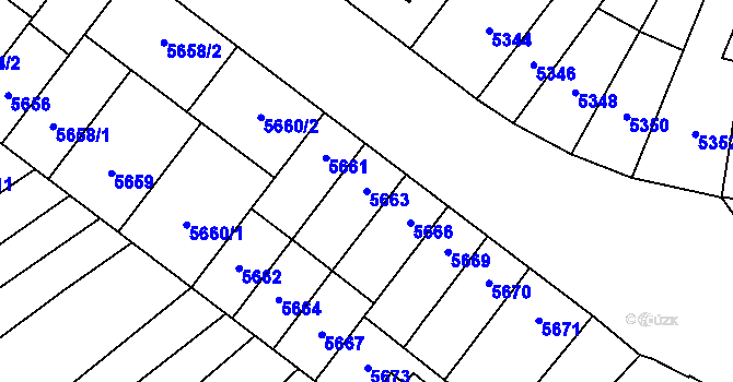 Parcela st. 5663 v KÚ Židenice, Katastrální mapa
