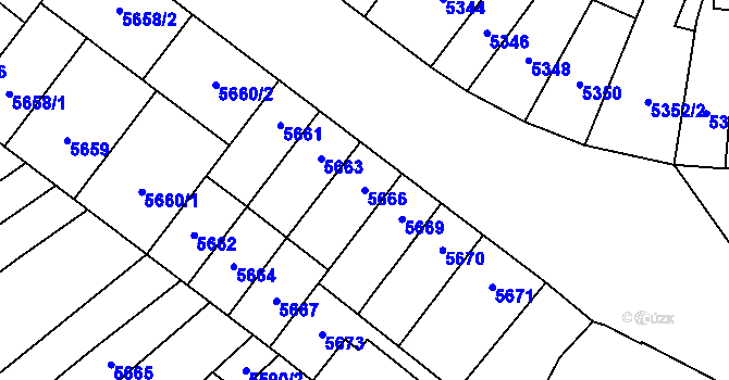 Parcela st. 5666 v KÚ Židenice, Katastrální mapa