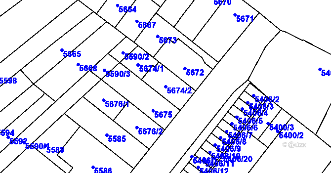 Parcela st. 5674/2 v KÚ Židenice, Katastrální mapa