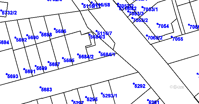 Parcela st. 5684/1 v KÚ Židenice, Katastrální mapa