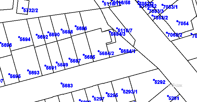 Parcela st. 5684/2 v KÚ Židenice, Katastrální mapa