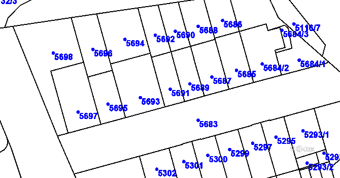 Parcela st. 5691 v KÚ Židenice, Katastrální mapa