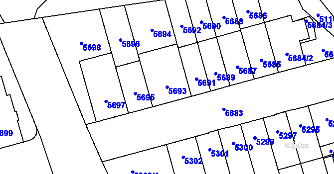Parcela st. 5693 v KÚ Židenice, Katastrální mapa