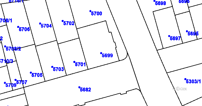 Parcela st. 5699 v KÚ Židenice, Katastrální mapa