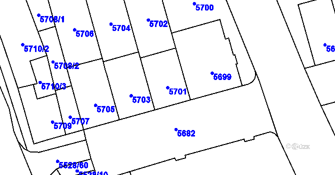 Parcela st. 5701 v KÚ Židenice, Katastrální mapa