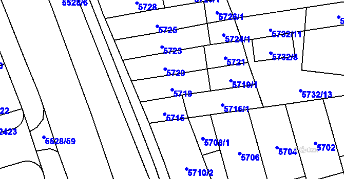 Parcela st. 5718 v KÚ Židenice, Katastrální mapa