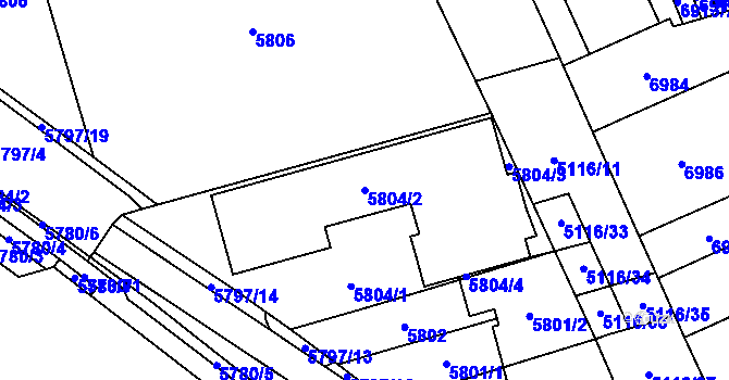 Parcela st. 5804/2 v KÚ Židenice, Katastrální mapa