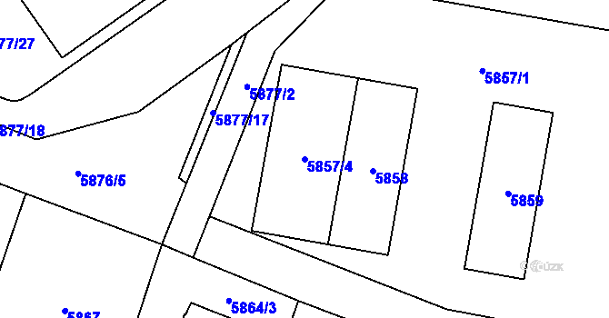Parcela st. 5857/4 v KÚ Židenice, Katastrální mapa