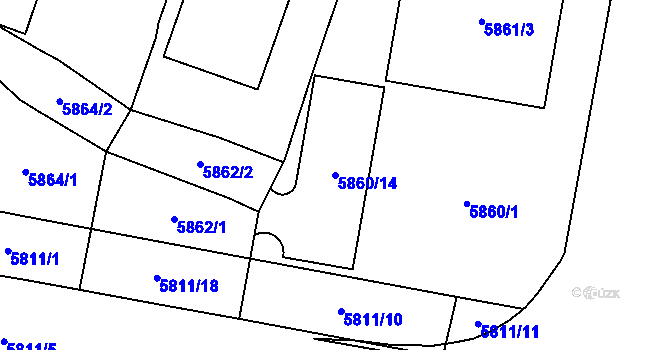 Parcela st. 5860/14 v KÚ Židenice, Katastrální mapa