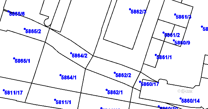 Parcela st. 5862/3 v KÚ Židenice, Katastrální mapa