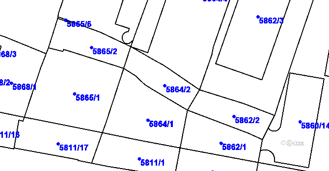 Parcela st. 5864/2 v KÚ Židenice, Katastrální mapa