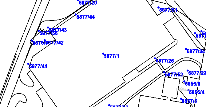 Parcela st. 5877/1 v KÚ Židenice, Katastrální mapa