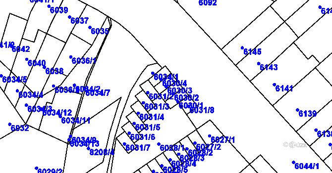 Parcela st. 6030/3 v KÚ Židenice, Katastrální mapa