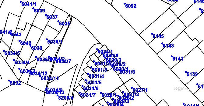 Parcela st. 6030/4 v KÚ Židenice, Katastrální mapa