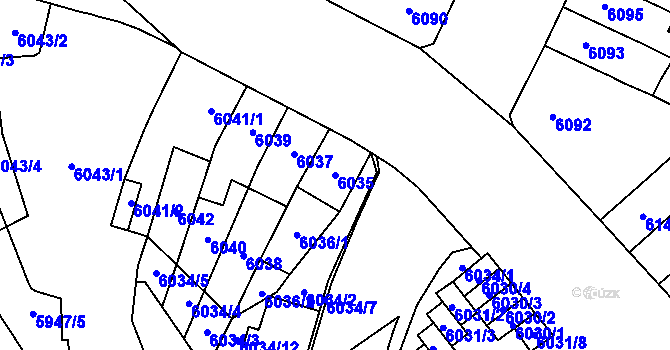 Parcela st. 6035 v KÚ Židenice, Katastrální mapa
