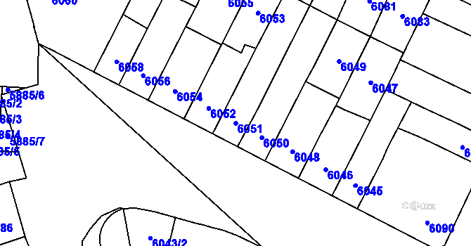 Parcela st. 6051 v KÚ Židenice, Katastrální mapa