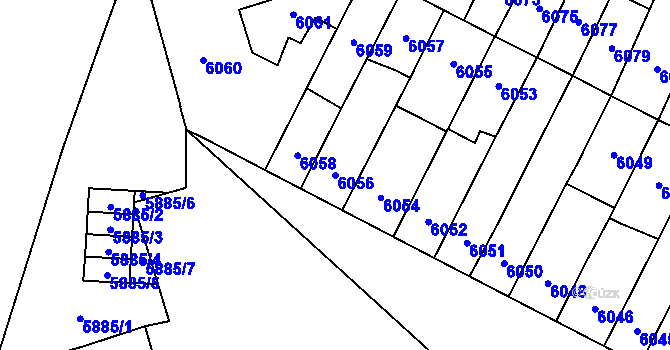 Parcela st. 6056 v KÚ Židenice, Katastrální mapa