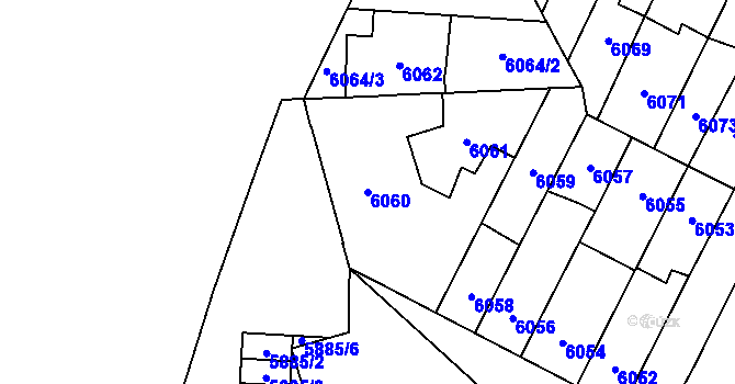 Parcela st. 6060 v KÚ Židenice, Katastrální mapa