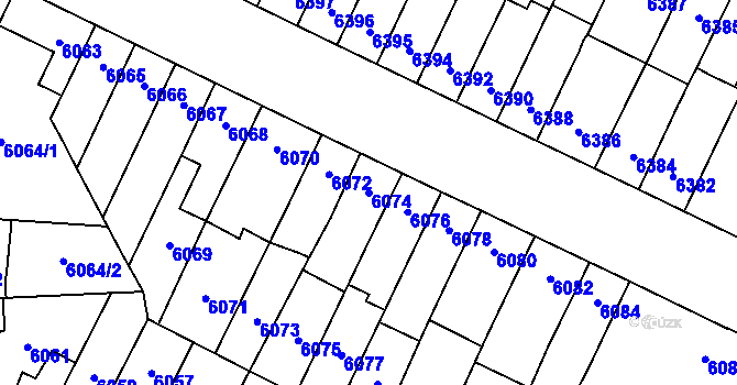 Parcela st. 6074 v KÚ Židenice, Katastrální mapa