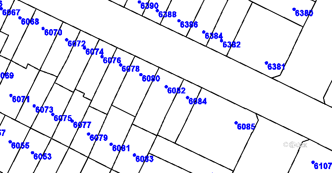 Parcela st. 6082 v KÚ Židenice, Katastrální mapa