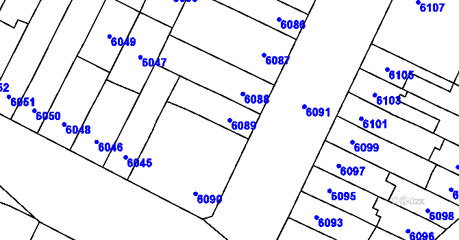 Parcela st. 6089 v KÚ Židenice, Katastrální mapa