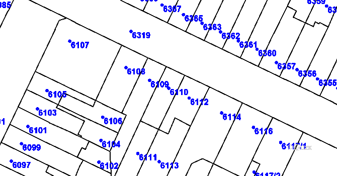 Parcela st. 6110 v KÚ Židenice, Katastrální mapa