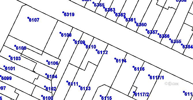 Parcela st. 6112 v KÚ Židenice, Katastrální mapa