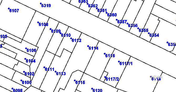 Parcela st. 6114 v KÚ Židenice, Katastrální mapa