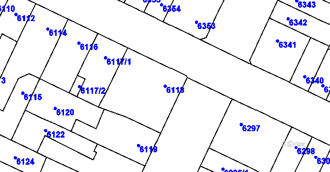 Parcela st. 6118 v KÚ Židenice, Katastrální mapa