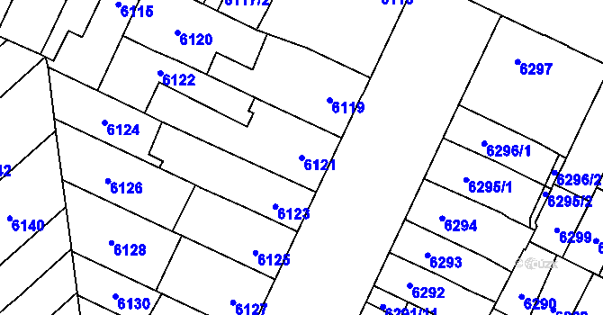 Parcela st. 6121 v KÚ Židenice, Katastrální mapa