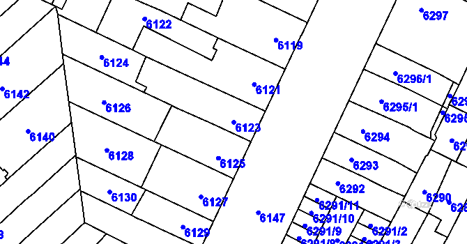 Parcela st. 6123 v KÚ Židenice, Katastrální mapa