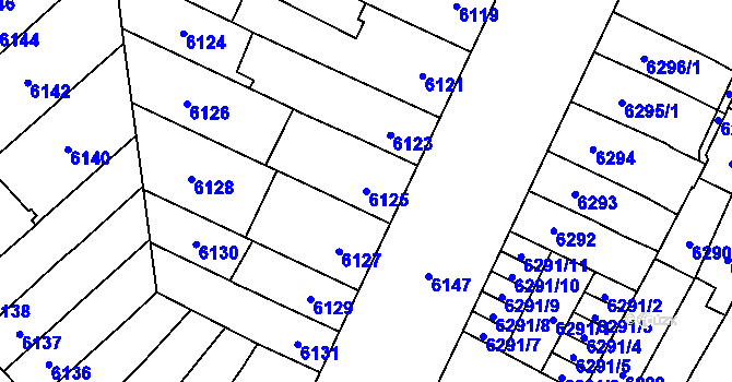 Parcela st. 6125 v KÚ Židenice, Katastrální mapa