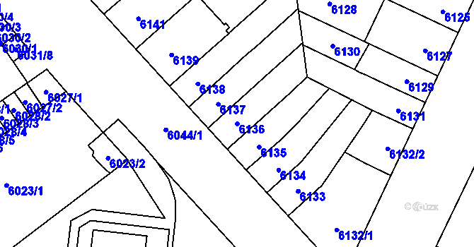 Parcela st. 6136 v KÚ Židenice, Katastrální mapa