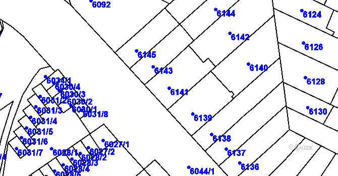 Parcela st. 6141 v KÚ Židenice, Katastrální mapa