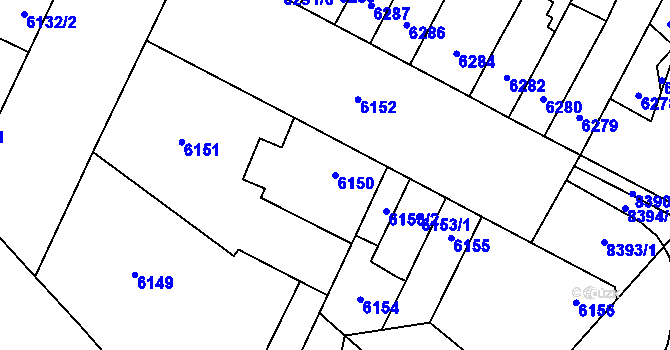 Parcela st. 6150 v KÚ Židenice, Katastrální mapa