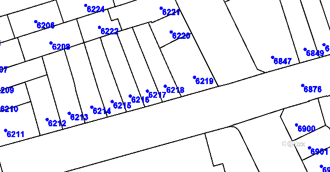 Parcela st. 6218 v KÚ Židenice, Katastrální mapa