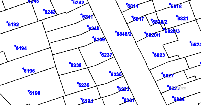 Parcela st. 6237 v KÚ Židenice, Katastrální mapa