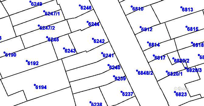 Parcela st. 6241 v KÚ Židenice, Katastrální mapa