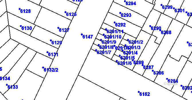 Parcela st. 6291/7 v KÚ Židenice, Katastrální mapa