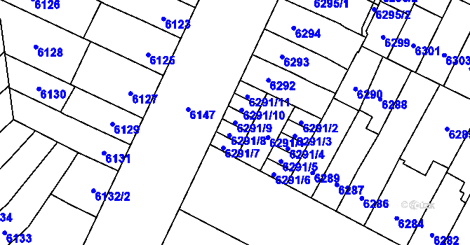 Parcela st. 6291/9 v KÚ Židenice, Katastrální mapa
