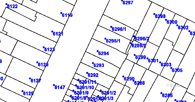 Parcela st. 6294 v KÚ Židenice, Katastrální mapa