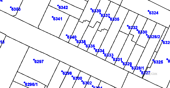 Parcela st. 6336 v KÚ Židenice, Katastrální mapa