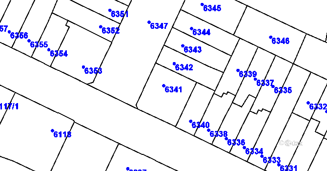 Parcela st. 6341 v KÚ Židenice, Katastrální mapa