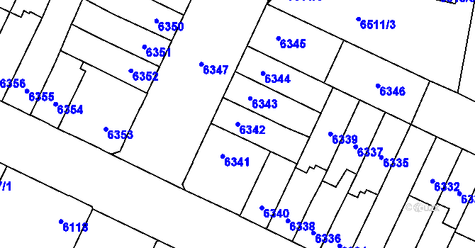 Parcela st. 6342 v KÚ Židenice, Katastrální mapa